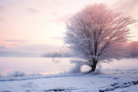 大雪下的树背景图片
