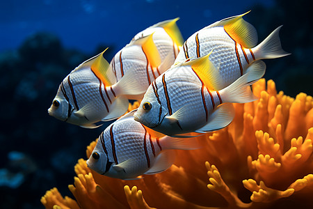 珊瑚中的鱼群图片