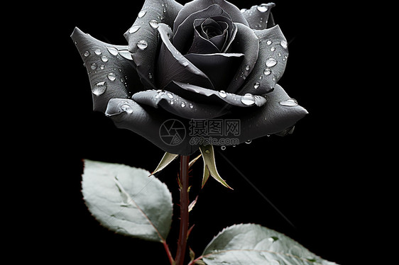 独自绽放的黑玫瑰图片