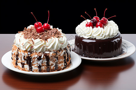 两块美味的蛋糕背景图片