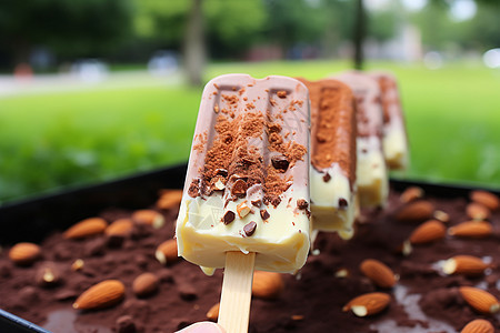 夏季凉爽的巧克力雪糕图片