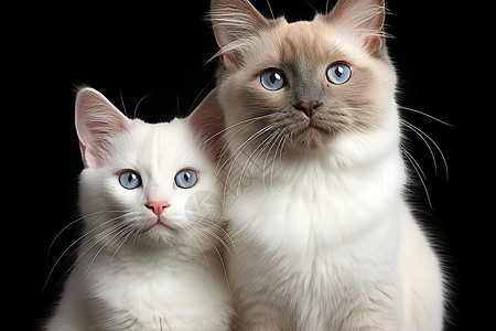 两只蓝眼白猫图片