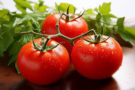 三个新鲜番茄背景图片