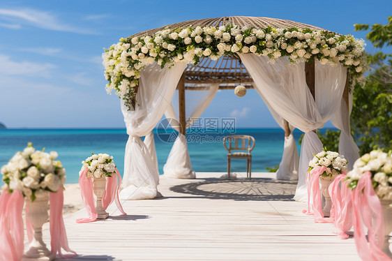 海滩上的浪漫婚礼图片