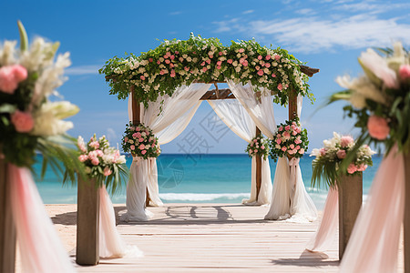 海滩婚礼的梦幻照片图片