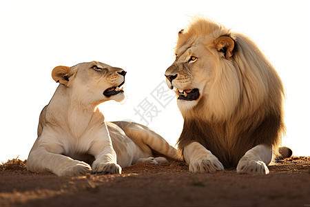 争吵中的狮子图片