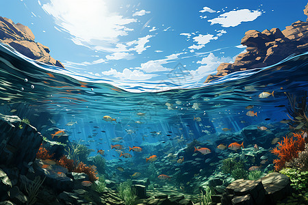清澈海水的海底世界图片