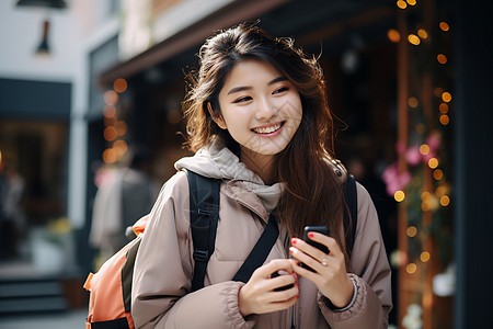 温暖笑容的亚洲女子背景图片