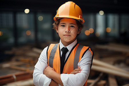 建筑工地的年轻建筑工程师背景图片