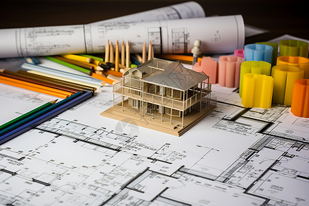 手绘公司素材建筑师手绘的房屋建筑蓝图背景
