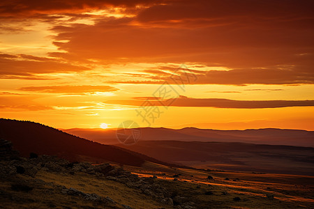日出山谷的壮观景象背景图片