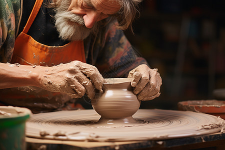陶艺大师艺术创作的陶器大师背景