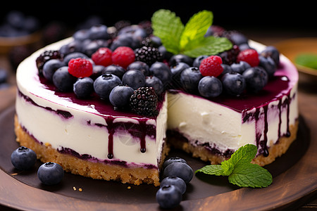 美味的蓝莓芝士蛋糕图片