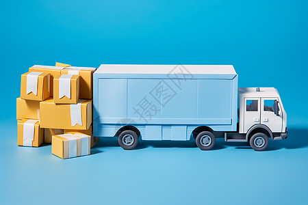 货物标签运输货物的卡车插画