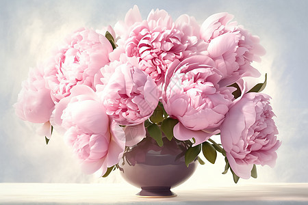 粉色牡丹花瓶背景图片