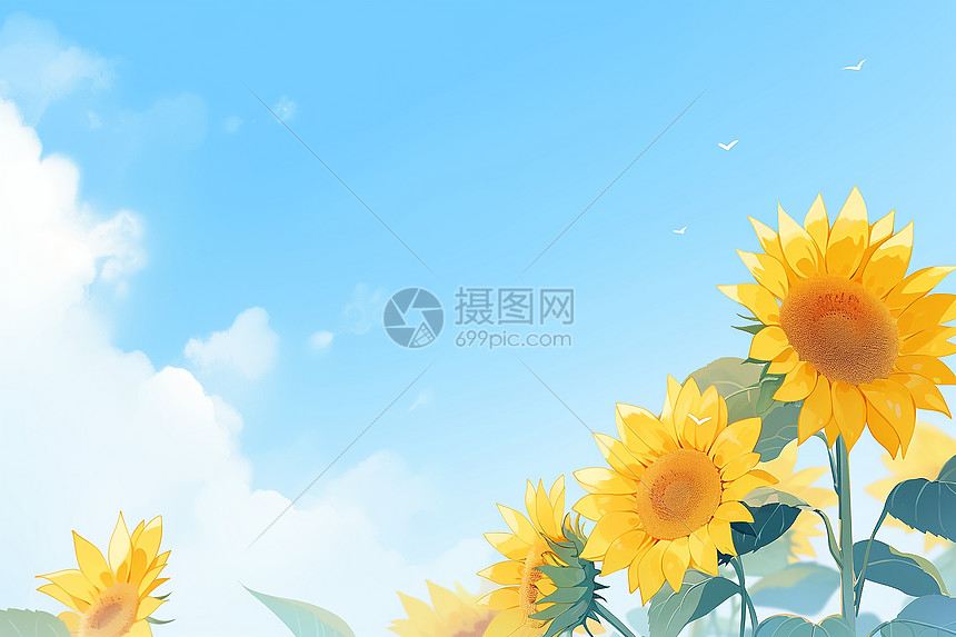 夏季美丽绽放的向日葵花朵图片