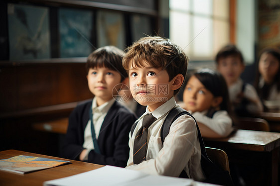 上课的小孩子图片