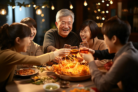 开心的家庭聚餐图片