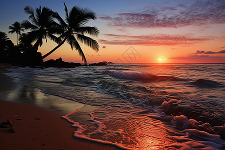 夏威夷海滩夏威夷日落海滩背景