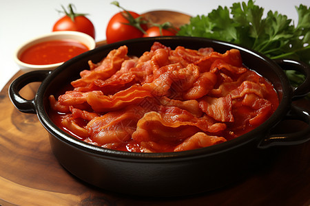 美味多汁的番茄肉酱配菜肴图片