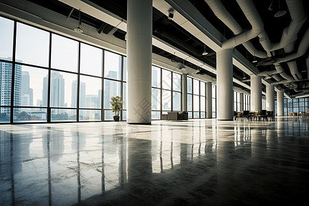 现代大楼中的一间空旷房间背景图片