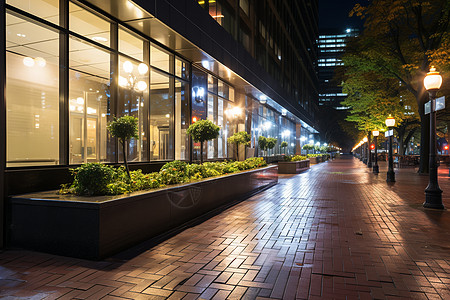 暴雨街道城市夜晚的街道背景