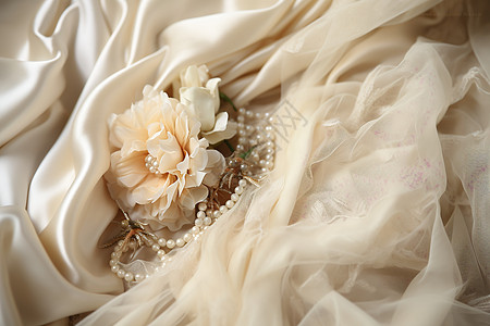 白纱与珍珠背景图片
