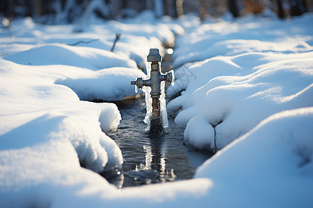 冰雪交织的水道背景图片