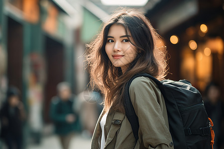 接头的女子图片