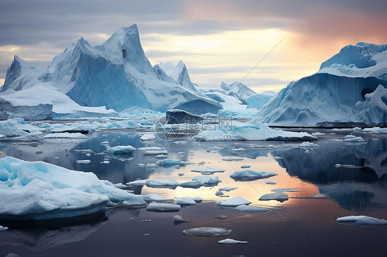 漂浮在海洋中的冰川图片