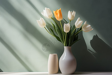简约清新的鲜花花瓶背景图片