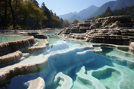 著名的地质石灰池景观背景图片