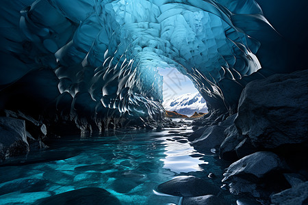 冰融之洞的壮观景象高清图片