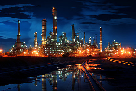 城市夜景繁华的工业区背景图片