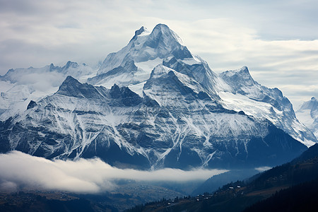 著名的阿尔卑斯雪山景观背景