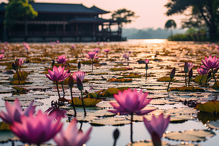 风景优美的莲花池图片