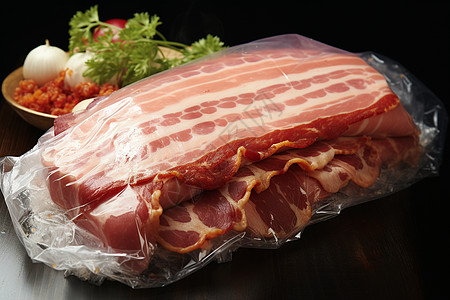 塑料袋中新鲜的猪肉图片