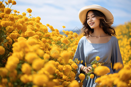 花田中的女子图片