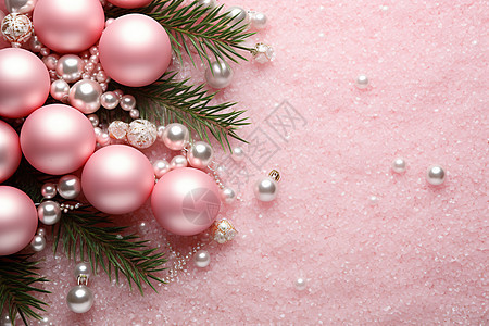 一个粉色的圣诞装饰品背景图片