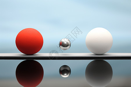 红白球体的平衡测量背景图片