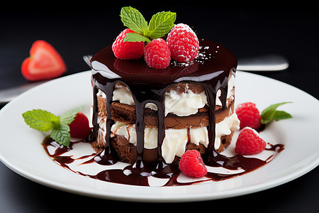 甜蜜的巧克力蛋糕背景图片