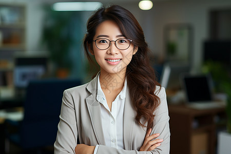 朝气蓬勃的商务女性背景图片