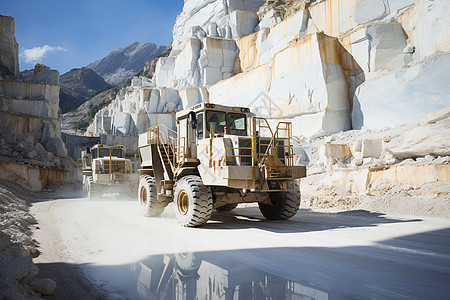 石灰矿里的卡车背景图片
