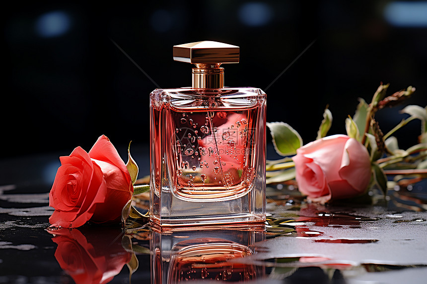玫瑰花海中的香水图片