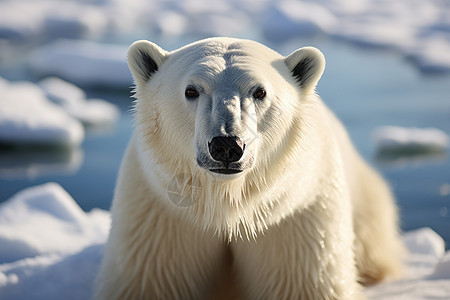 寒冷冰川中的北极熊背景图片