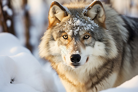 冬季雪山中的孤狼图片