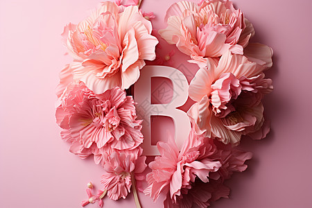 粉色的花朵中央的字母图片