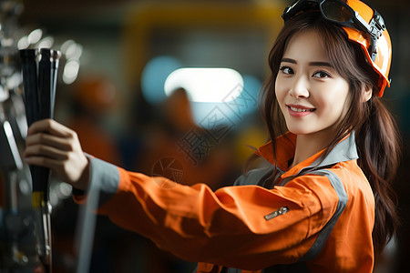 笑容自信的亚洲女工程师图片
