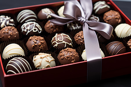 礼盒中的美味巧克力背景图片