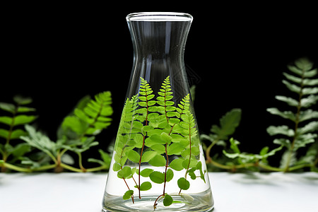玻璃瓶绿植玻璃瓶里的绿叶背景